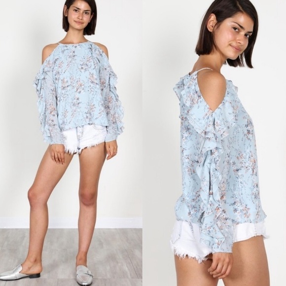 ONE S LEFT! Ruffle cold shoulder blouse - Picture 2 of 3